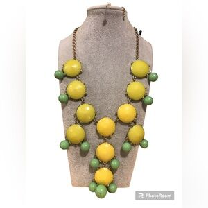Vintage yellow green necklace on gold tone